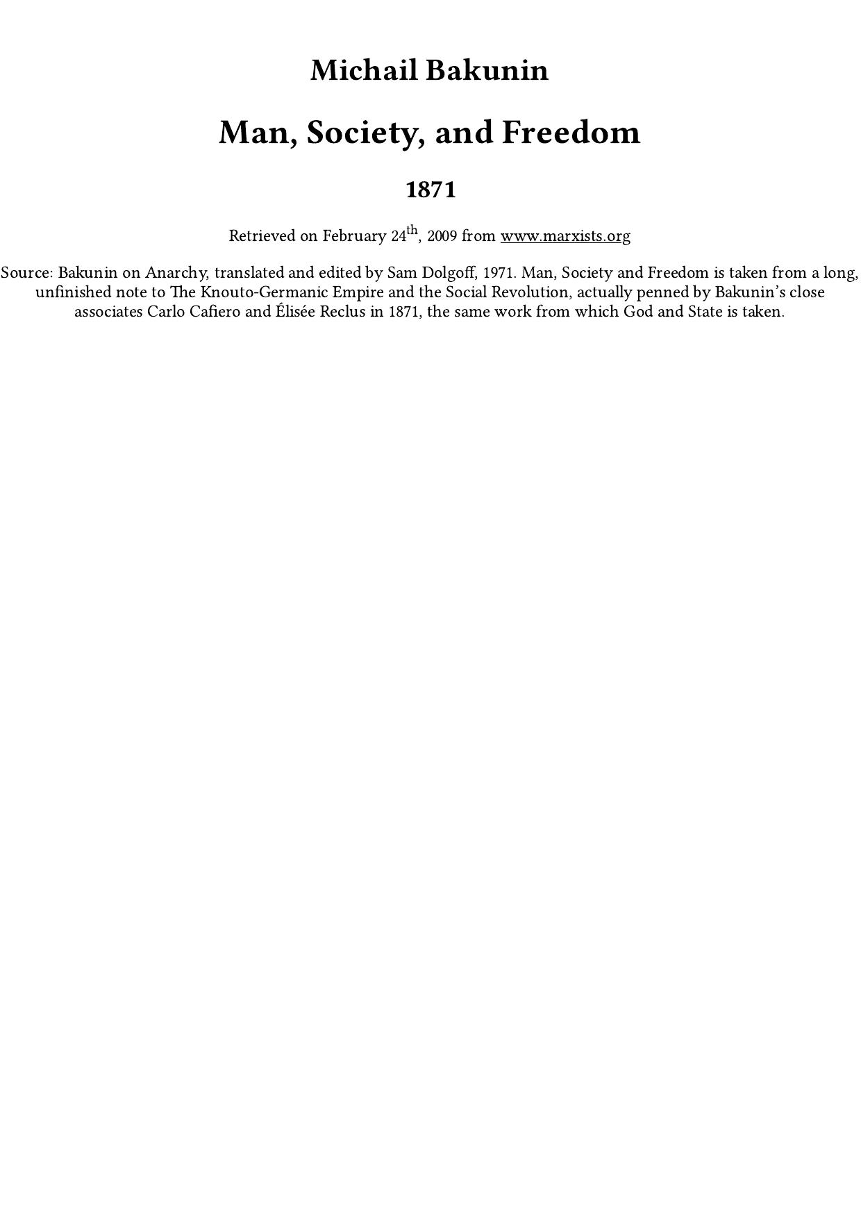 Man, Society, and Freedom