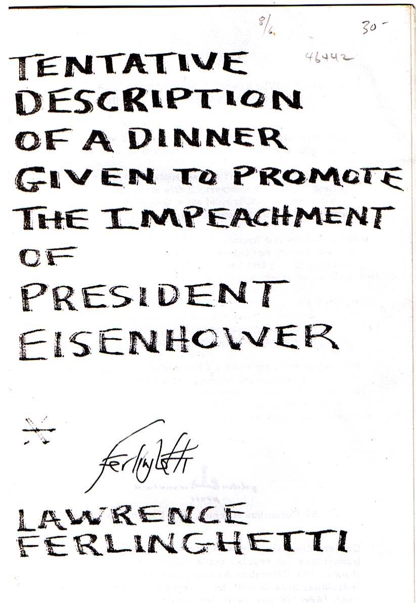Tentative Description of a Dinner Given to Promote the Impeachment of President Eisenhower