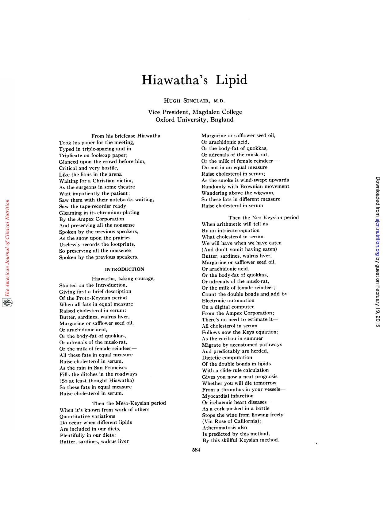 Hiawatha's Lipid