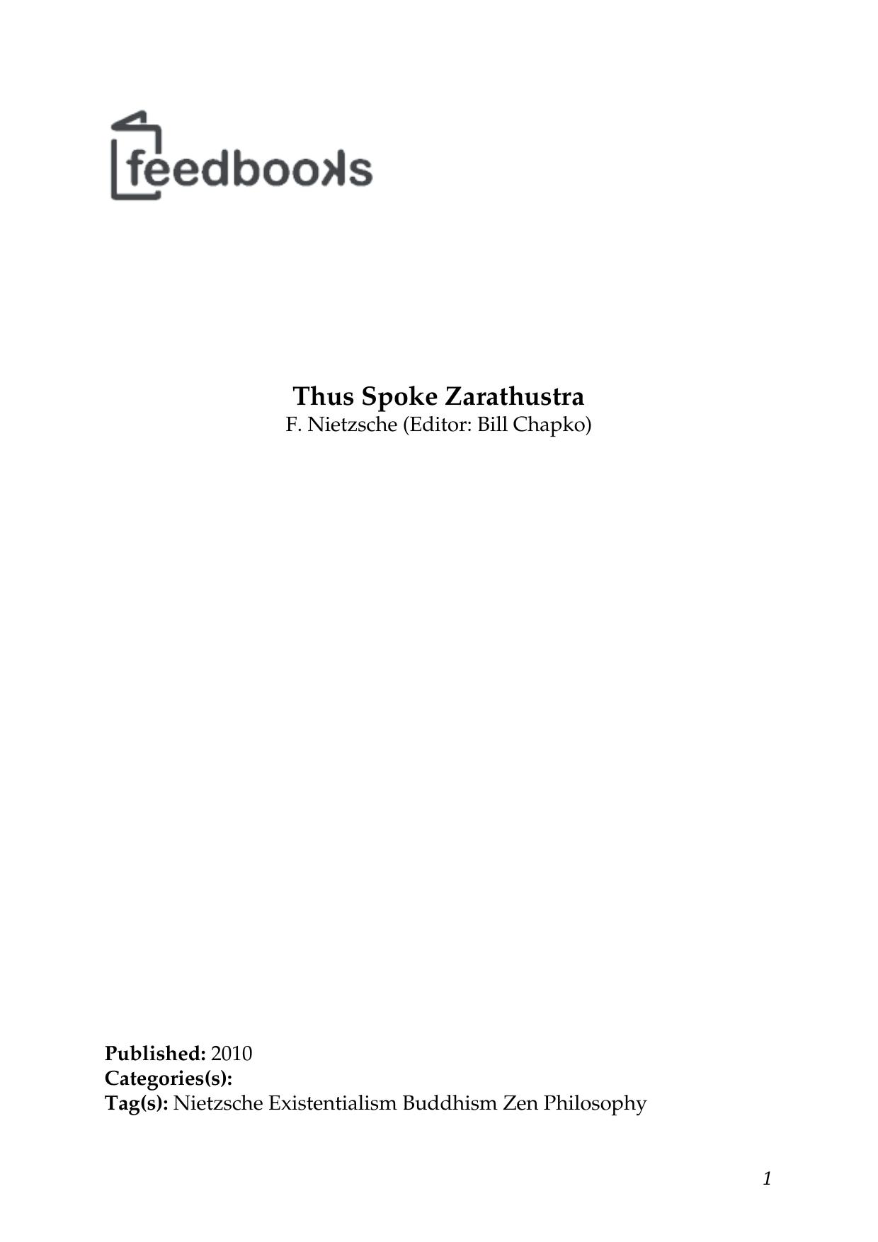Thus Spake Zarathustra: A Book for All and None (Common)