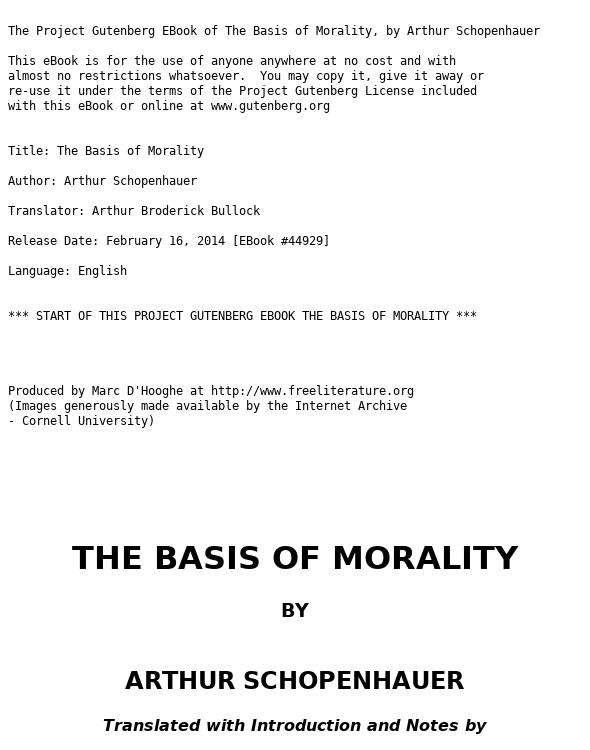 The Basis of Morality