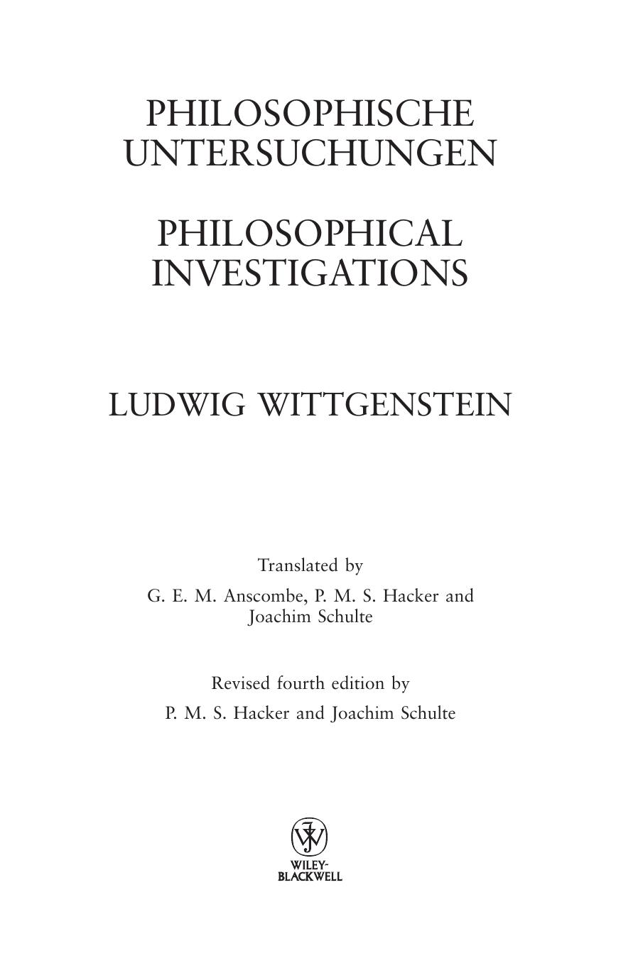 Philosophische Untersuchungen / Philosophical Investigations
