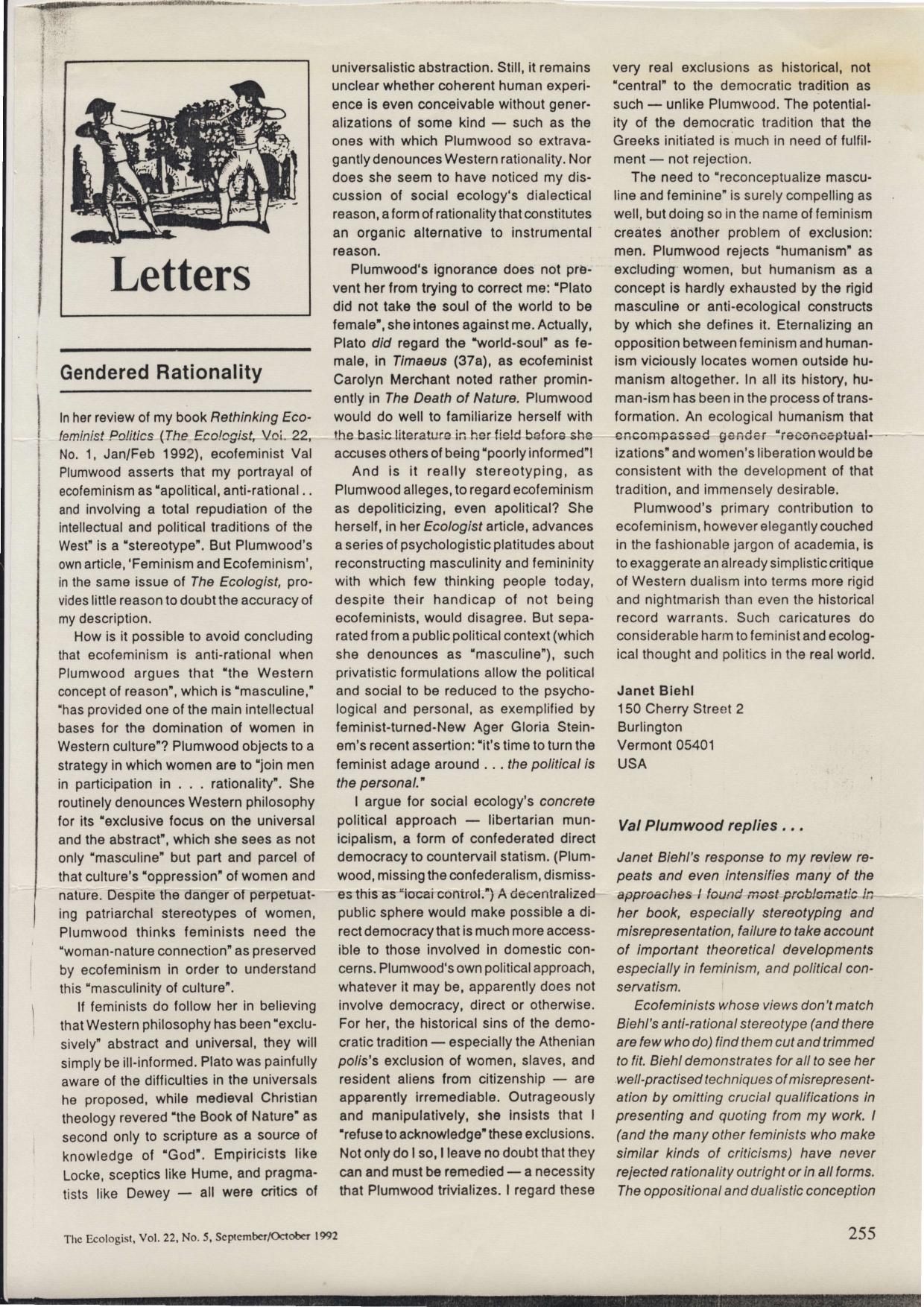 Gendered Rationality & The Atavism of Flighty Females