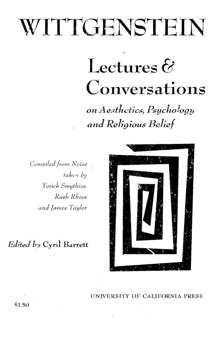 Lectures & Conversations on Aesthetics, Psychology and Religious Belief