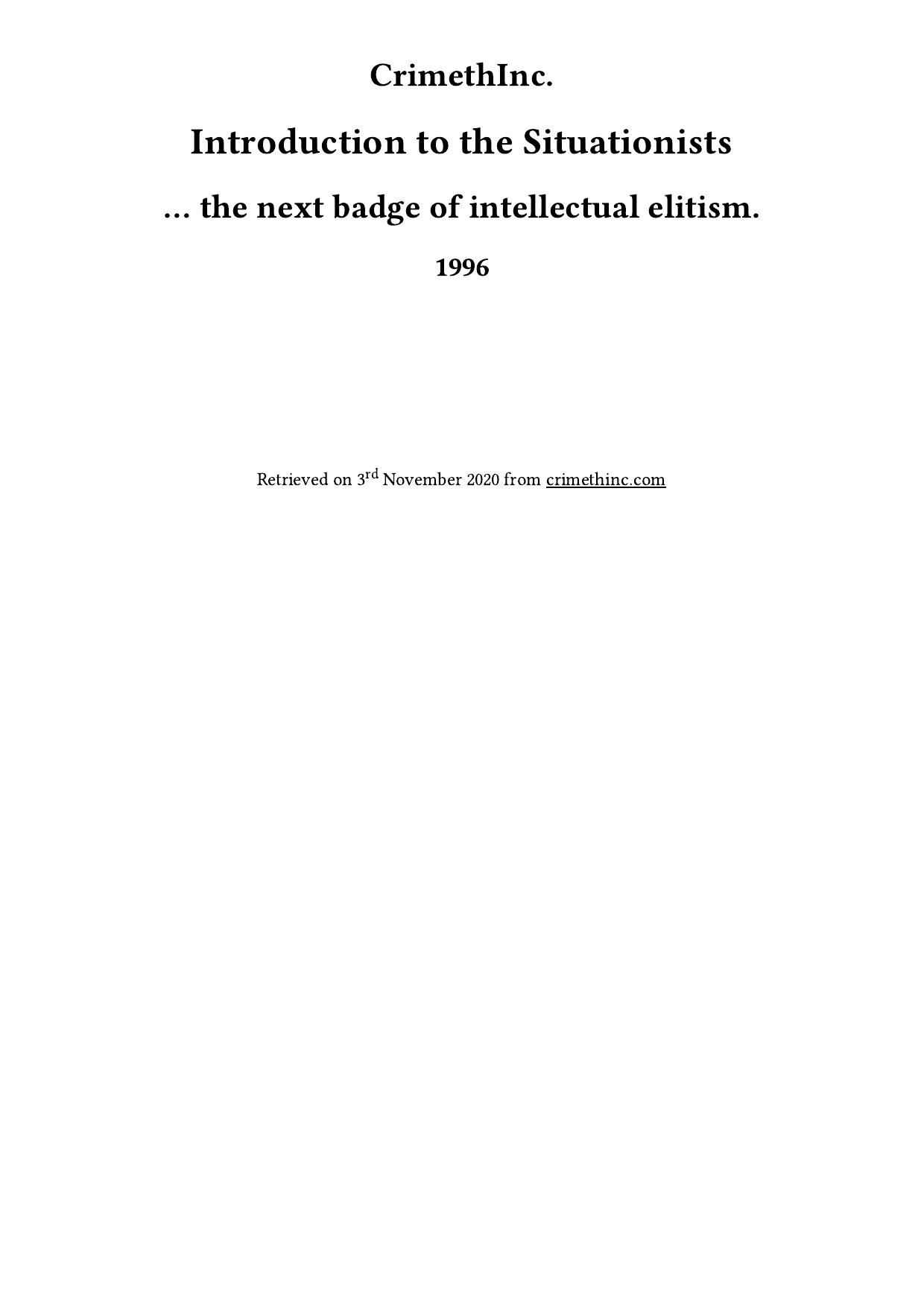 Introduction to the Situationists