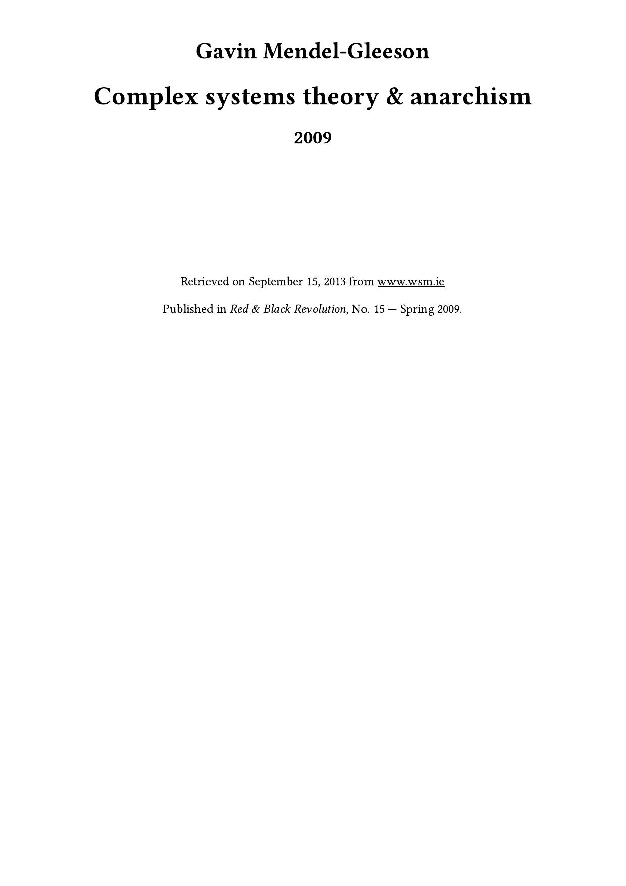 Complex Systems Theory & Anarchism