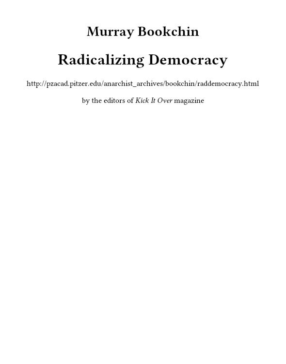 Radicalizing Democracy