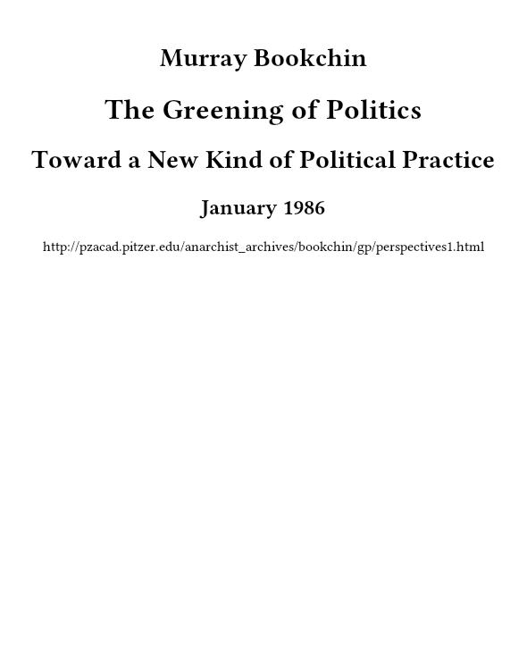The Greening of Politics