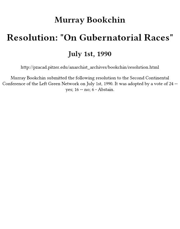 Resolution: "On Gubernatorial Races"