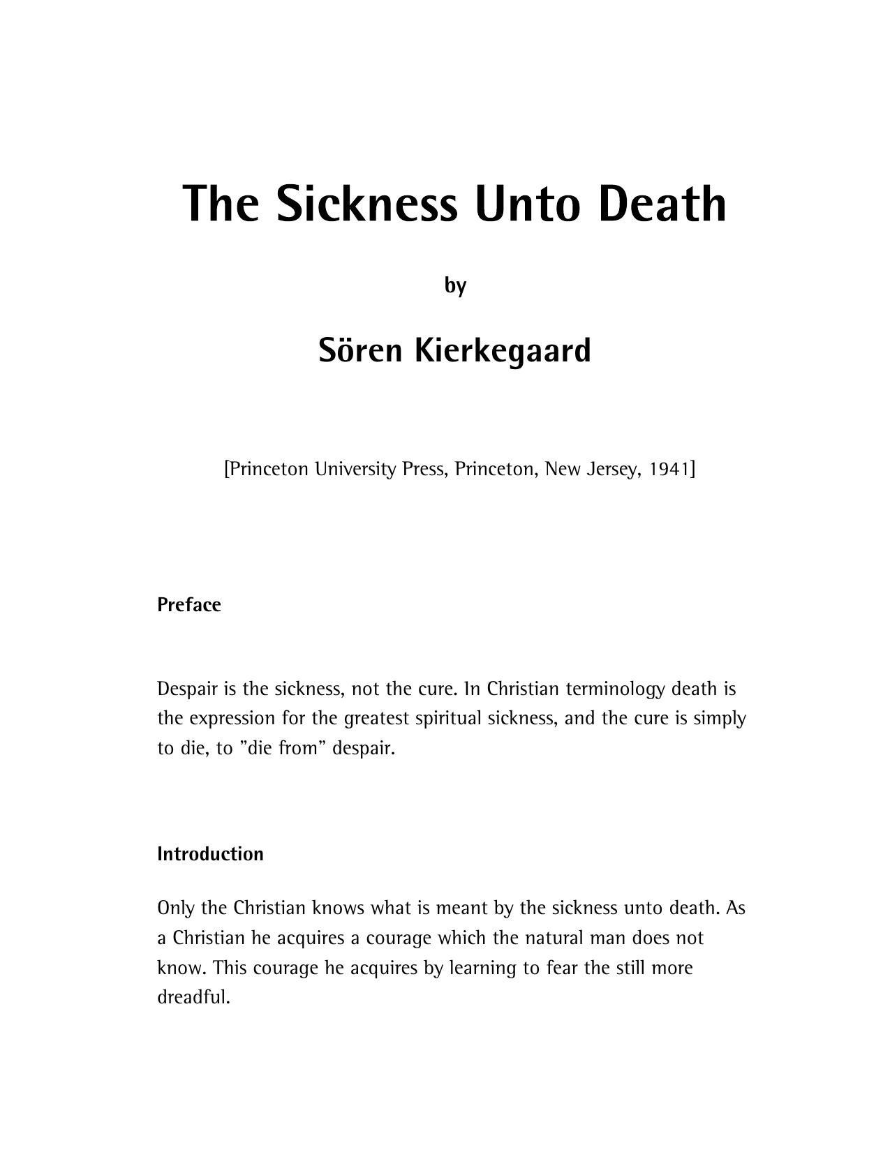 The Sickness Unto Death