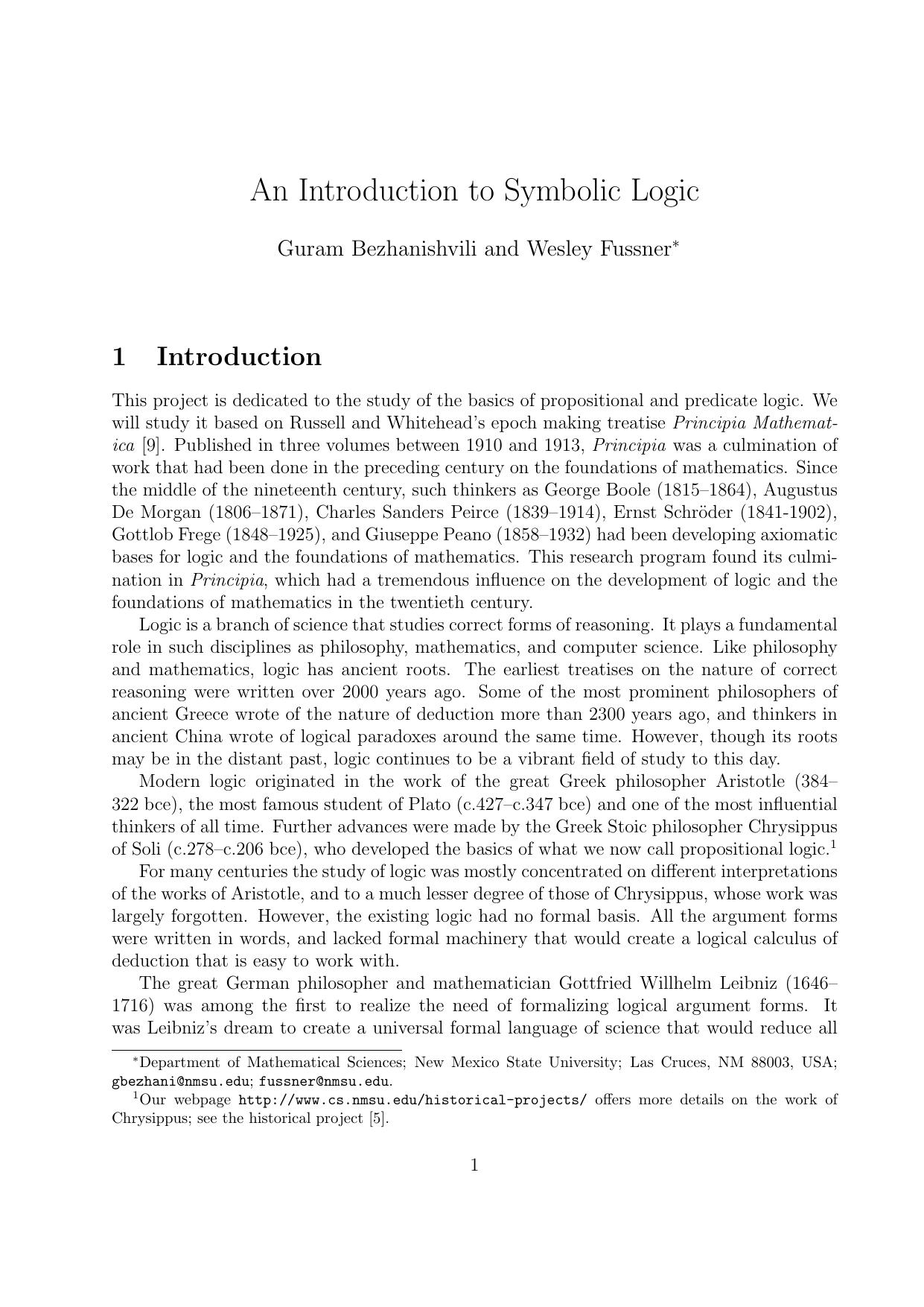 An Introduction to Symbolic Logic