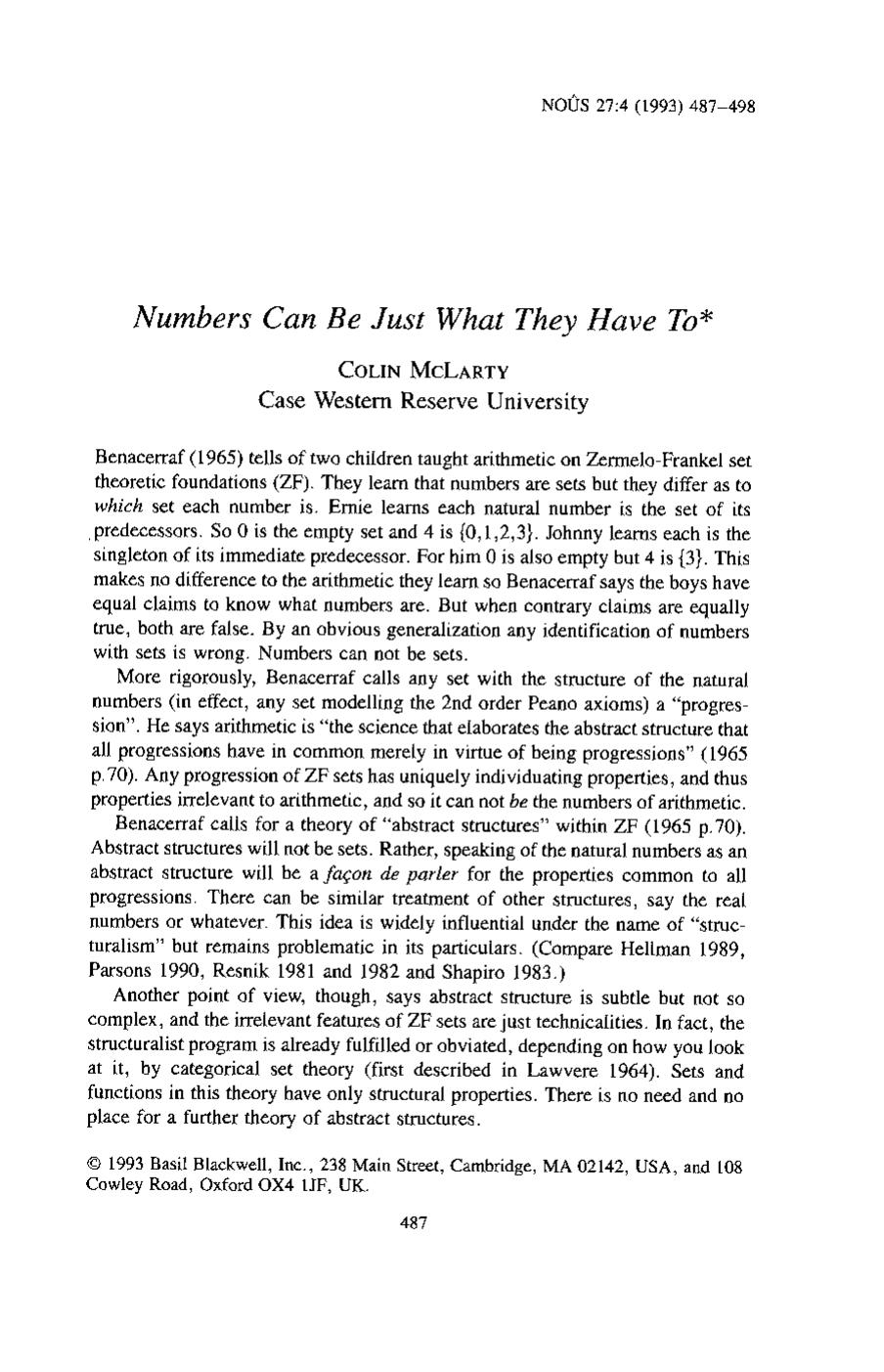 Numbers Can Be Just What They Have To