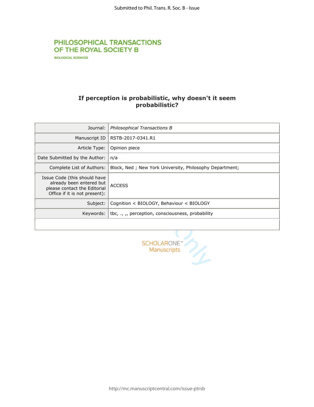 If perception is probabilistic, why doesn't it seem probabalistic?