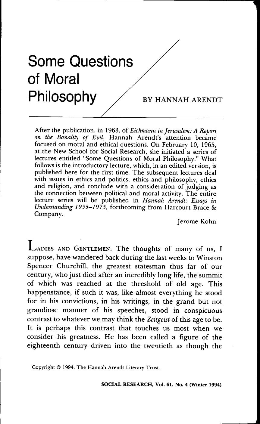 Some Questions of Moral Philosophy