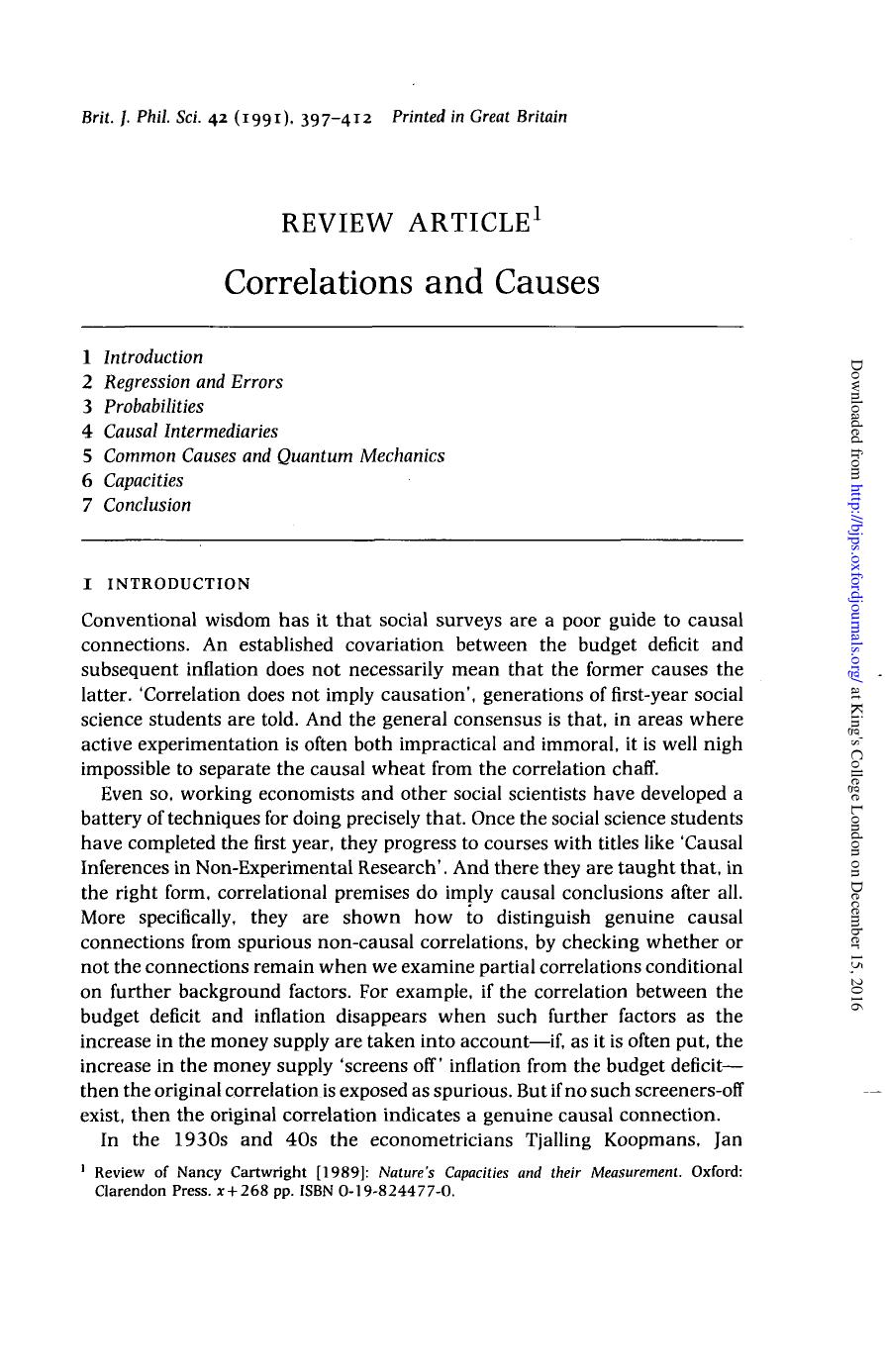 Correlations and Causes