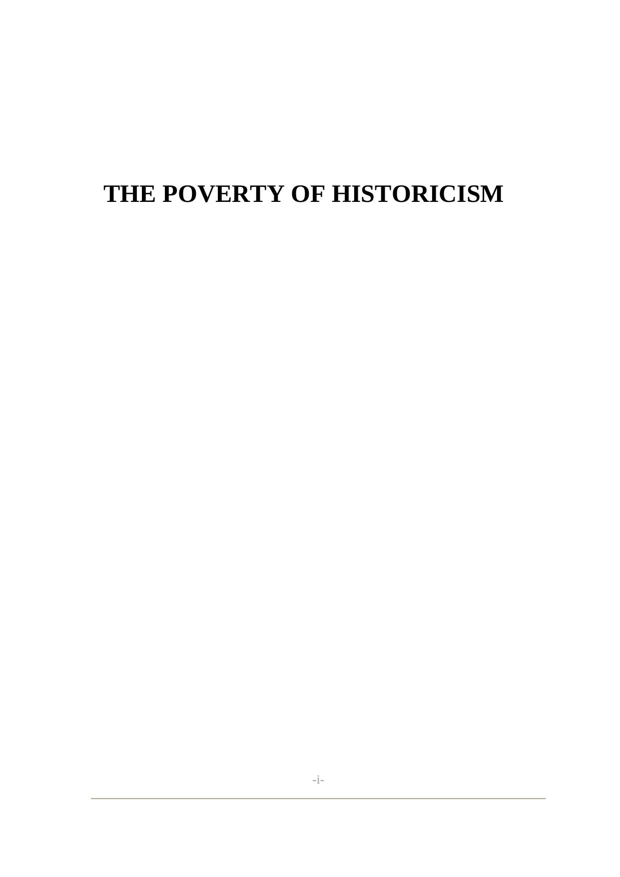 The Poverty of Historicism