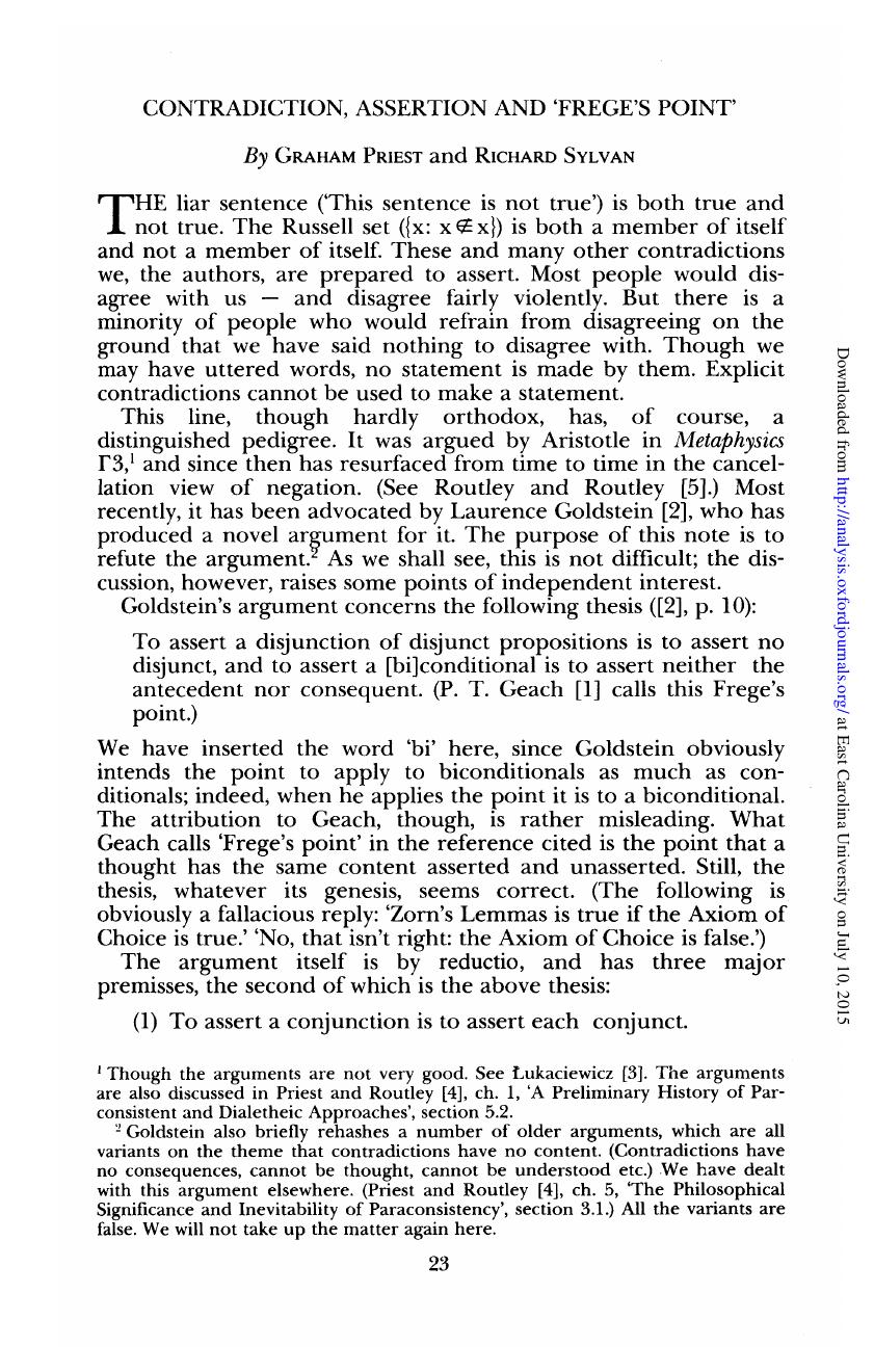 Contradiction, Assertion, and "Frege's Point"