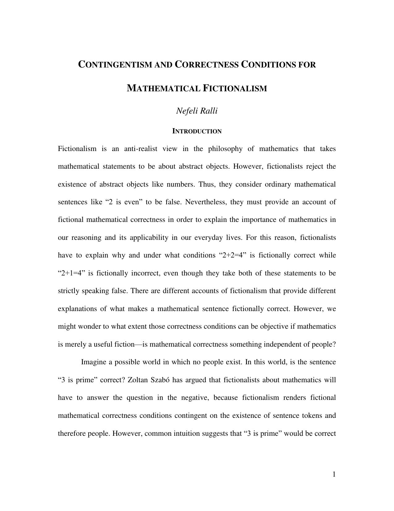 Contingentism and Correctness Conditions for Mathematical Fictionalism