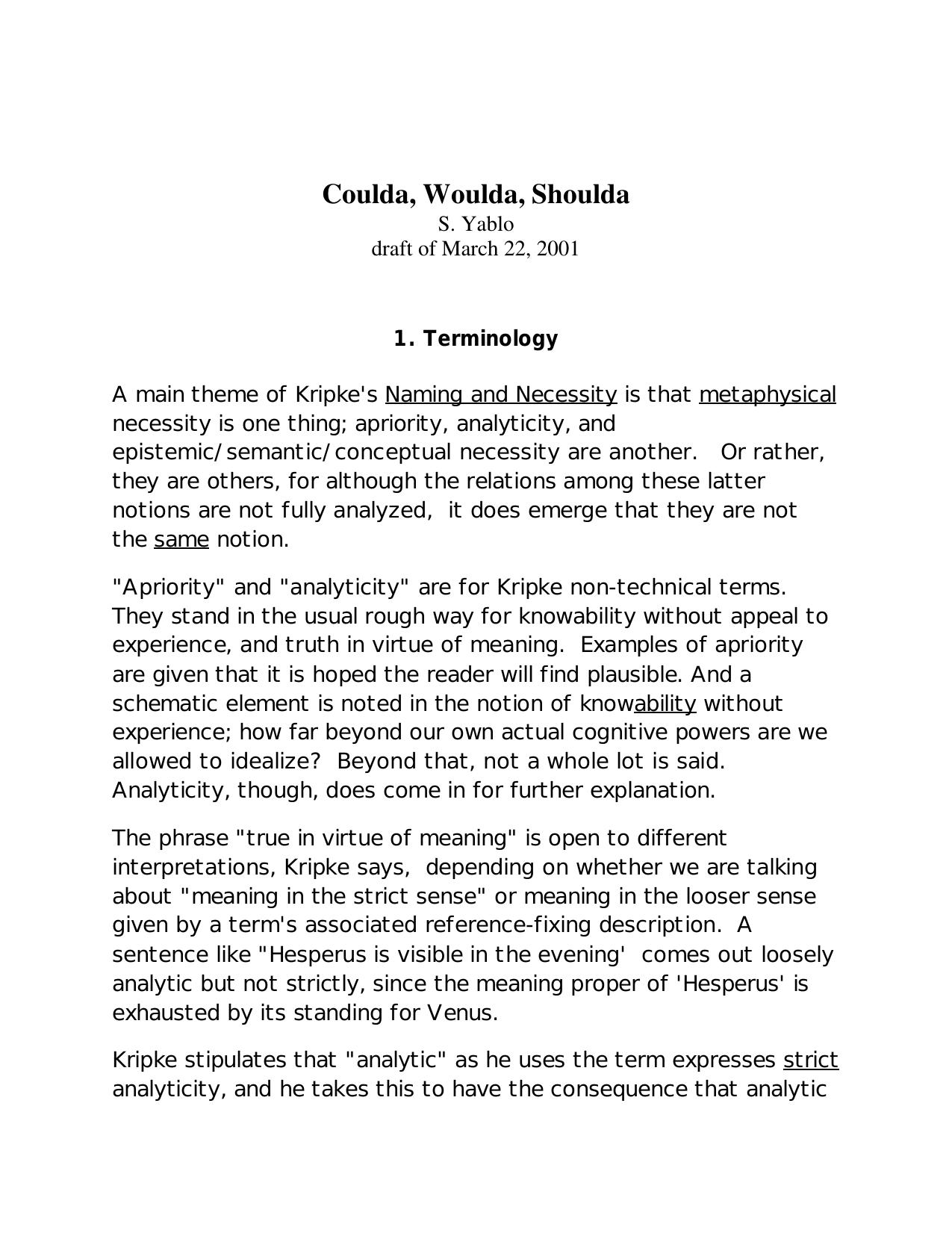 Coulda, Woulda, Shoulda