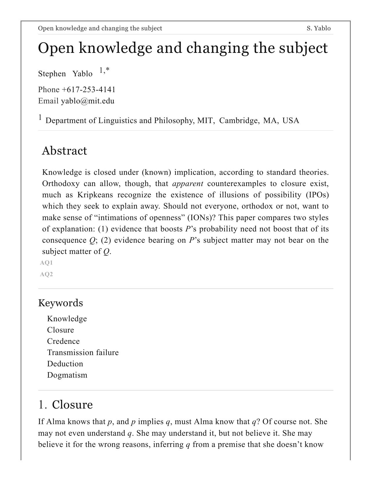 Open Knowledge and Changing the Subject