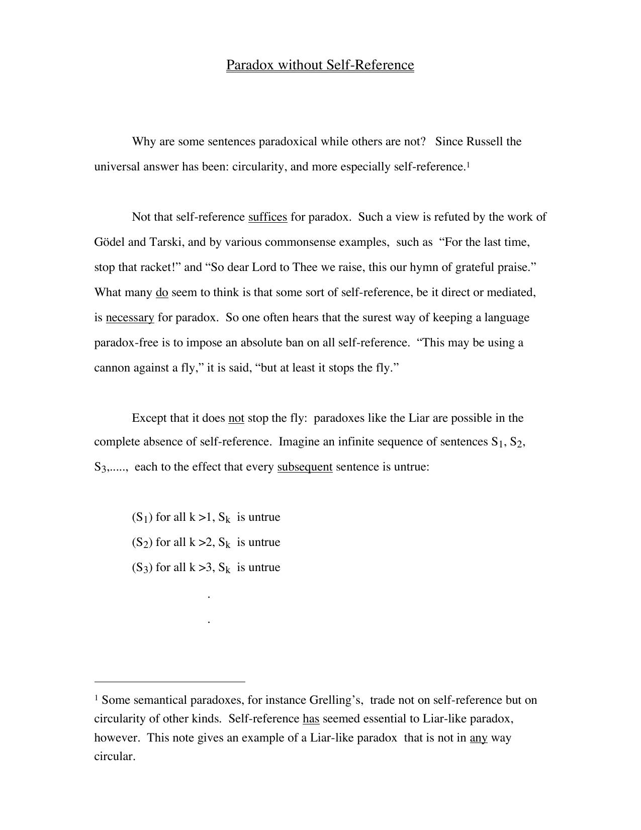 Paradox without Self-Reference