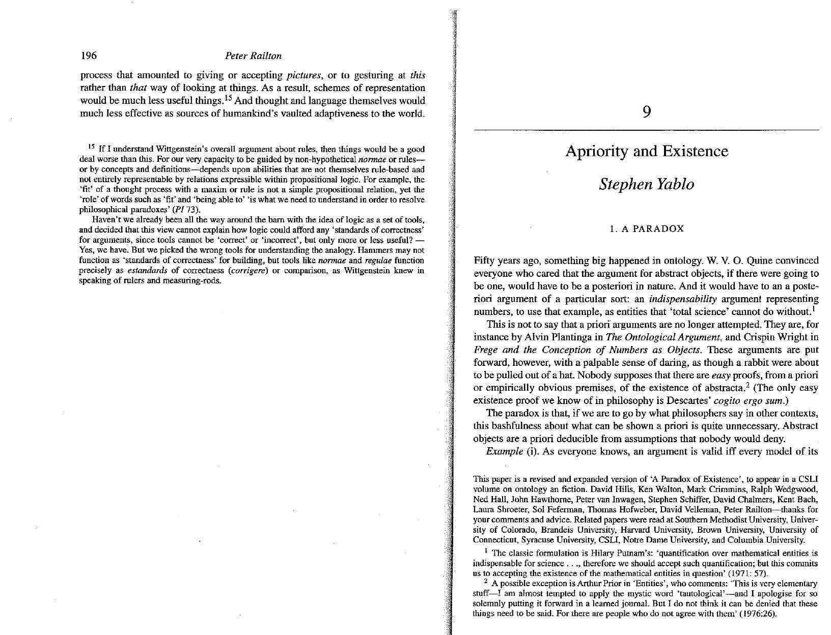 Apriority and Existence