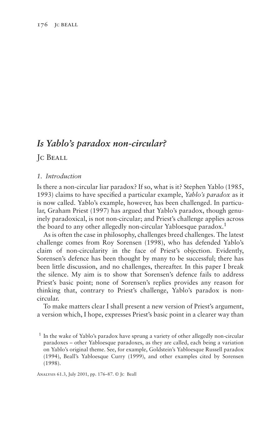 Is Yablo’s paradox non-circular?