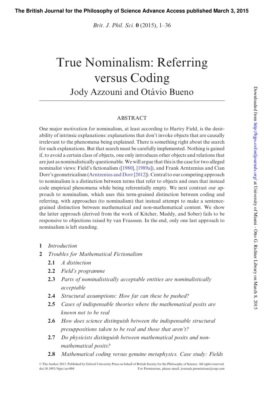 True Nominalism: Referring versus Coding