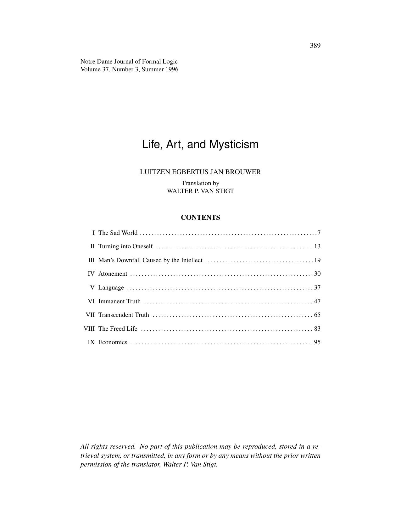 Life, Art, and Mysticism