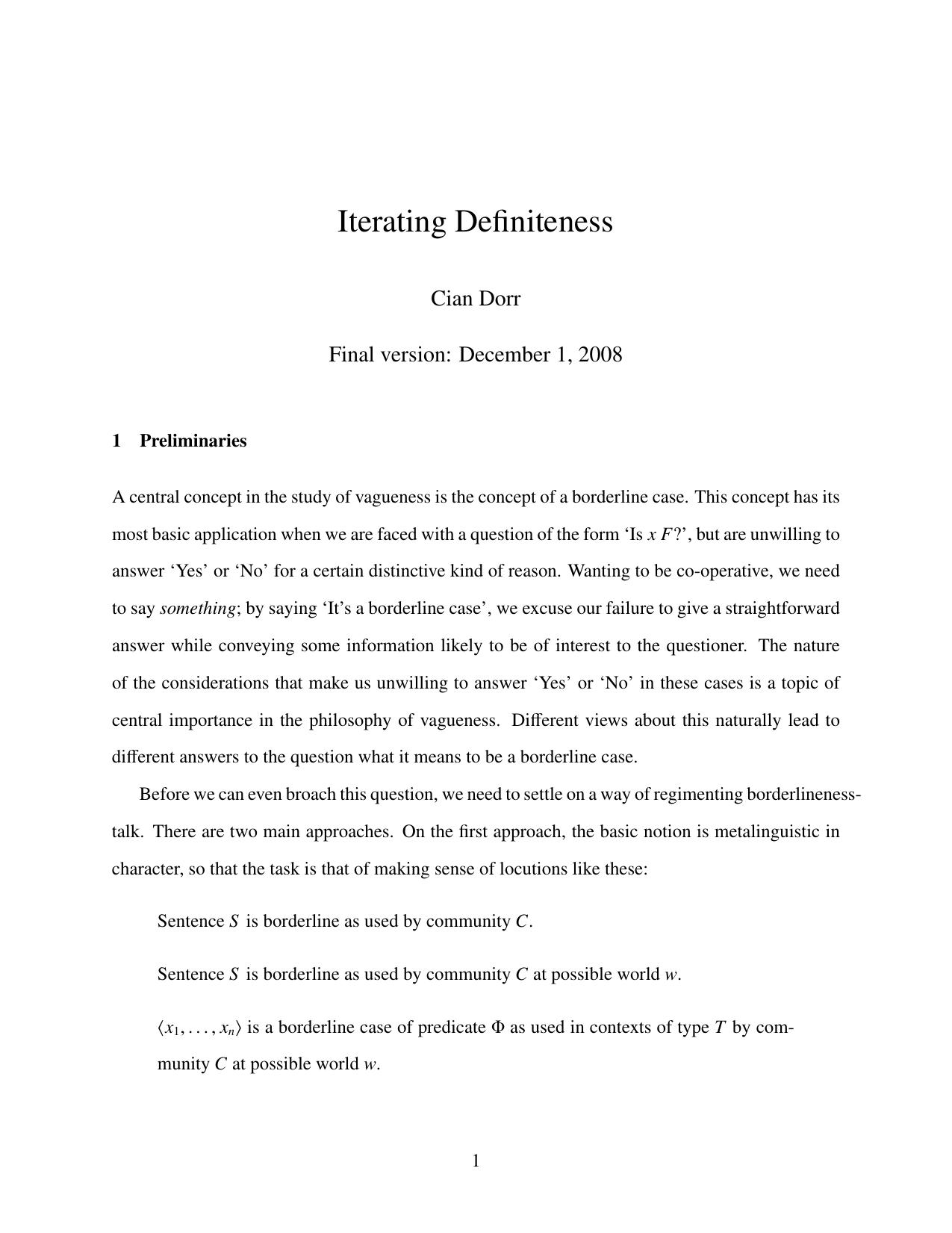 Iterating Definiteness