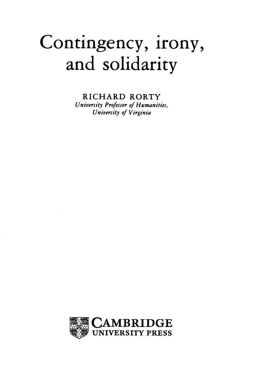 Contingency, Irony, and Solidarity