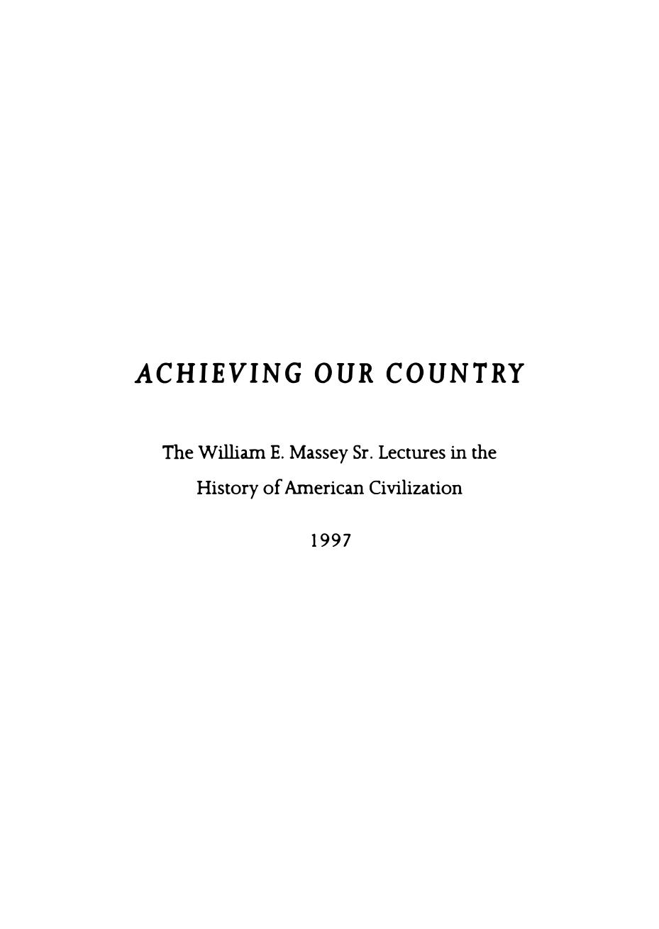 Achieving Our Country: Leftist Thought in Twentieth-Century America