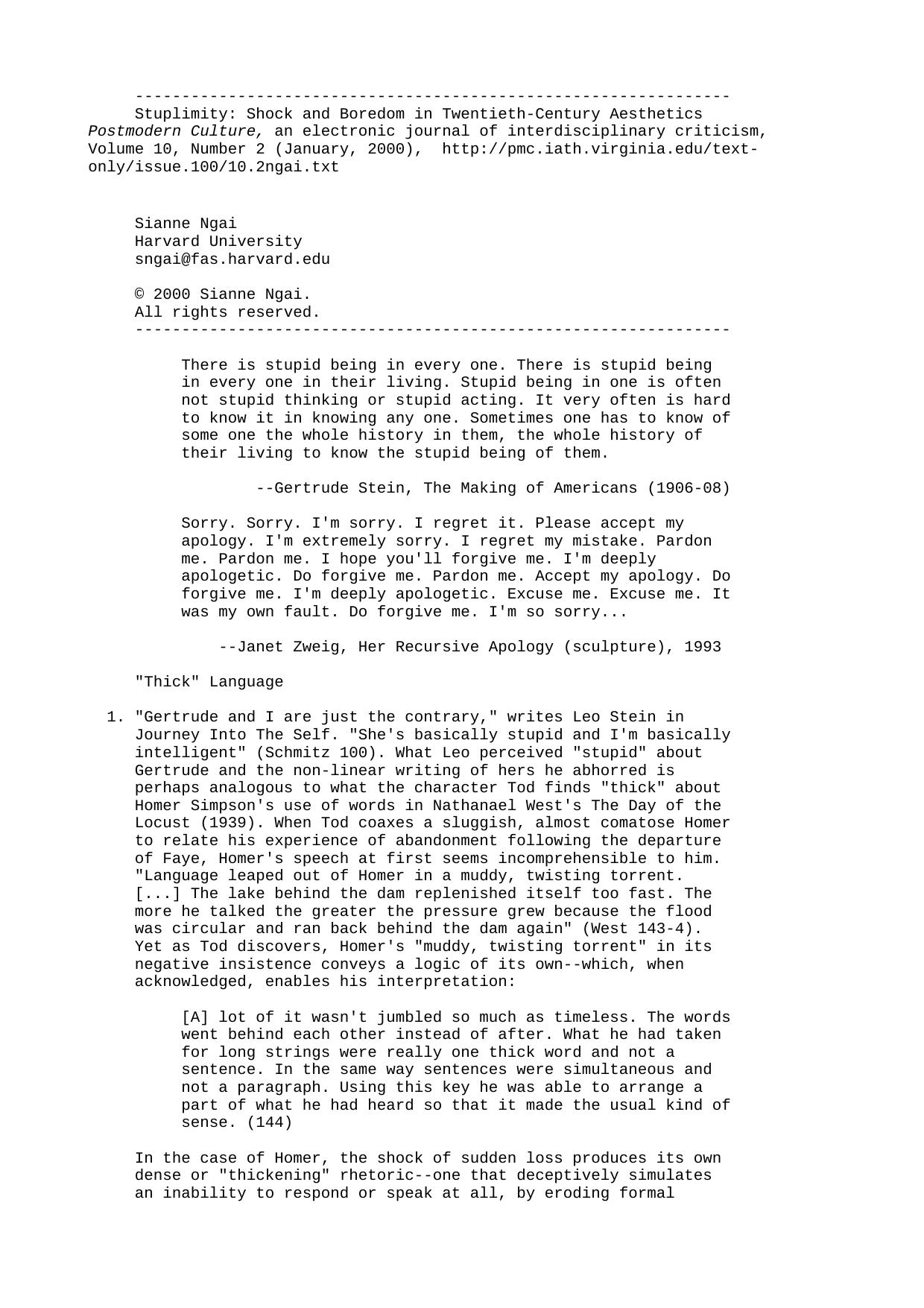 Stuplimity: Shock and Boredom in Twentieth-Century Aesthetics