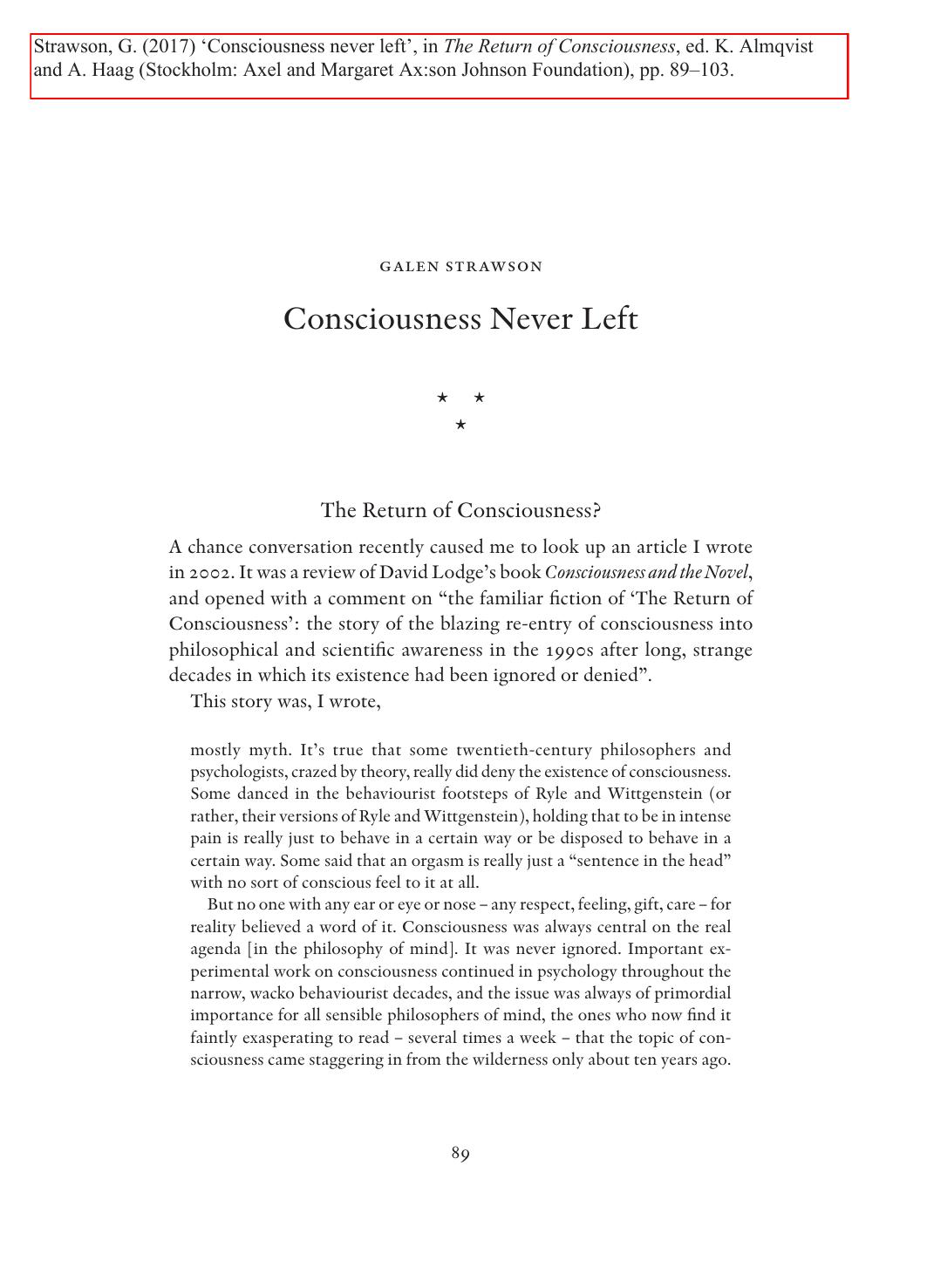 Consciousness Never Left