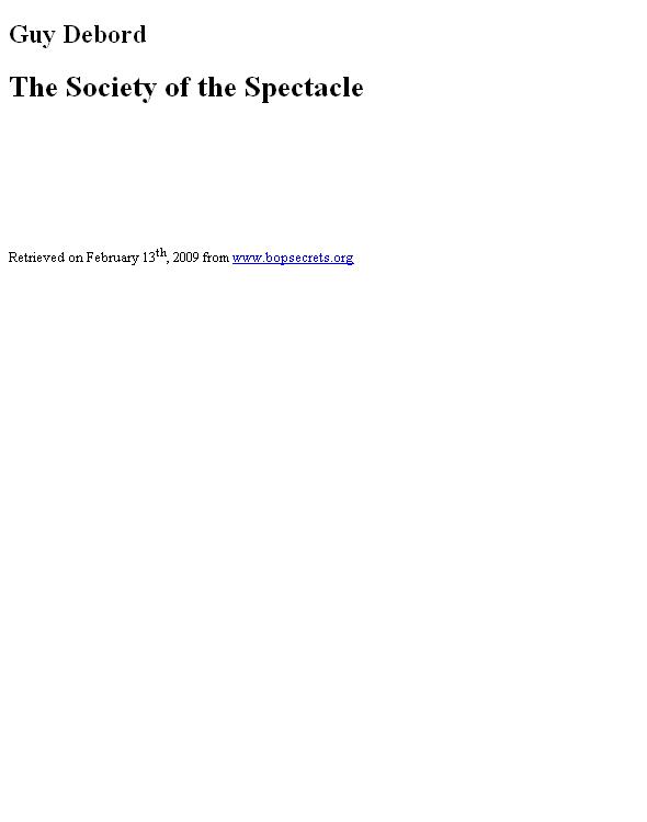 The Society of the Spectacle