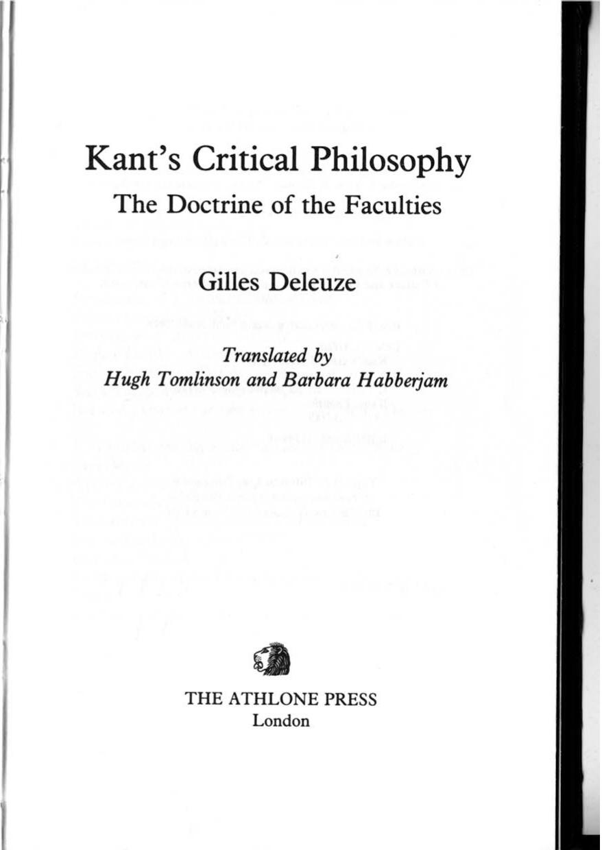 Kant's Critical Philosophy: The Doctrine of the Faculties