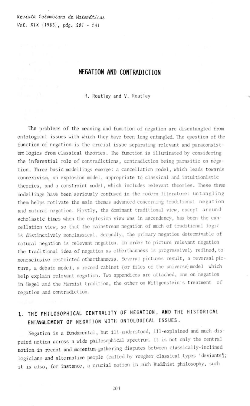 Negation and Contradiction