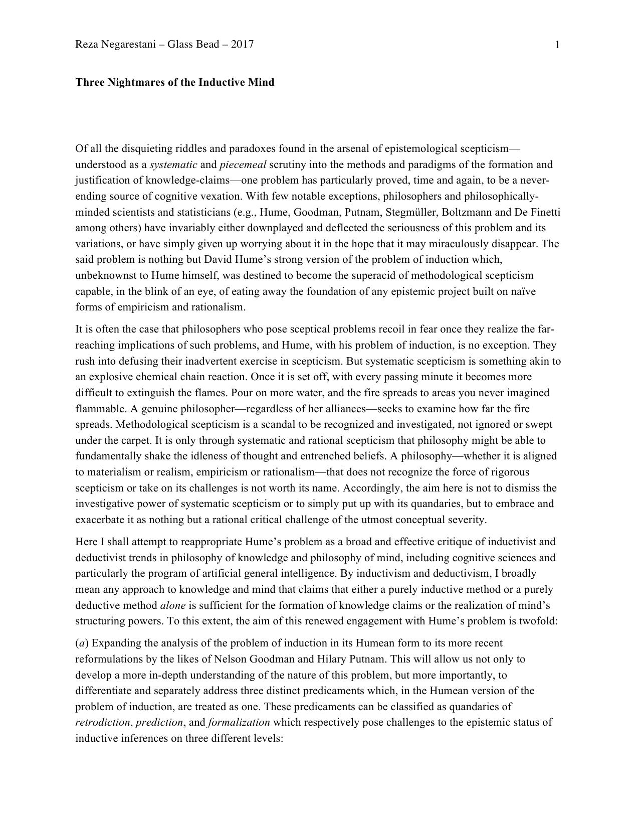 Three Nightmares of the Inductive Mind