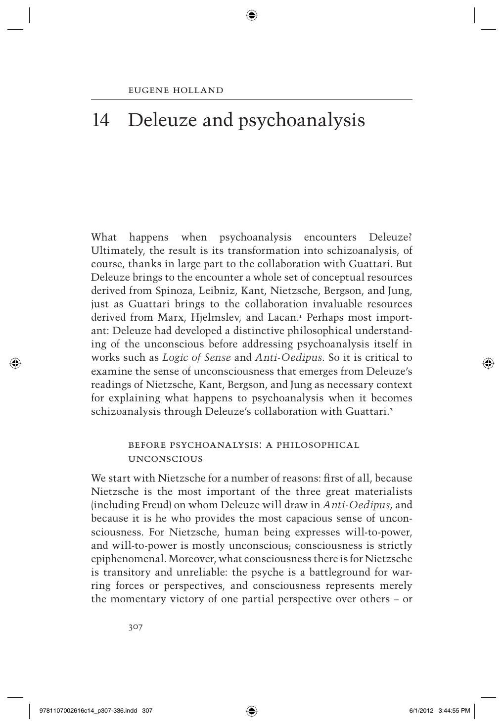 Deleuze and Psychoanalysis