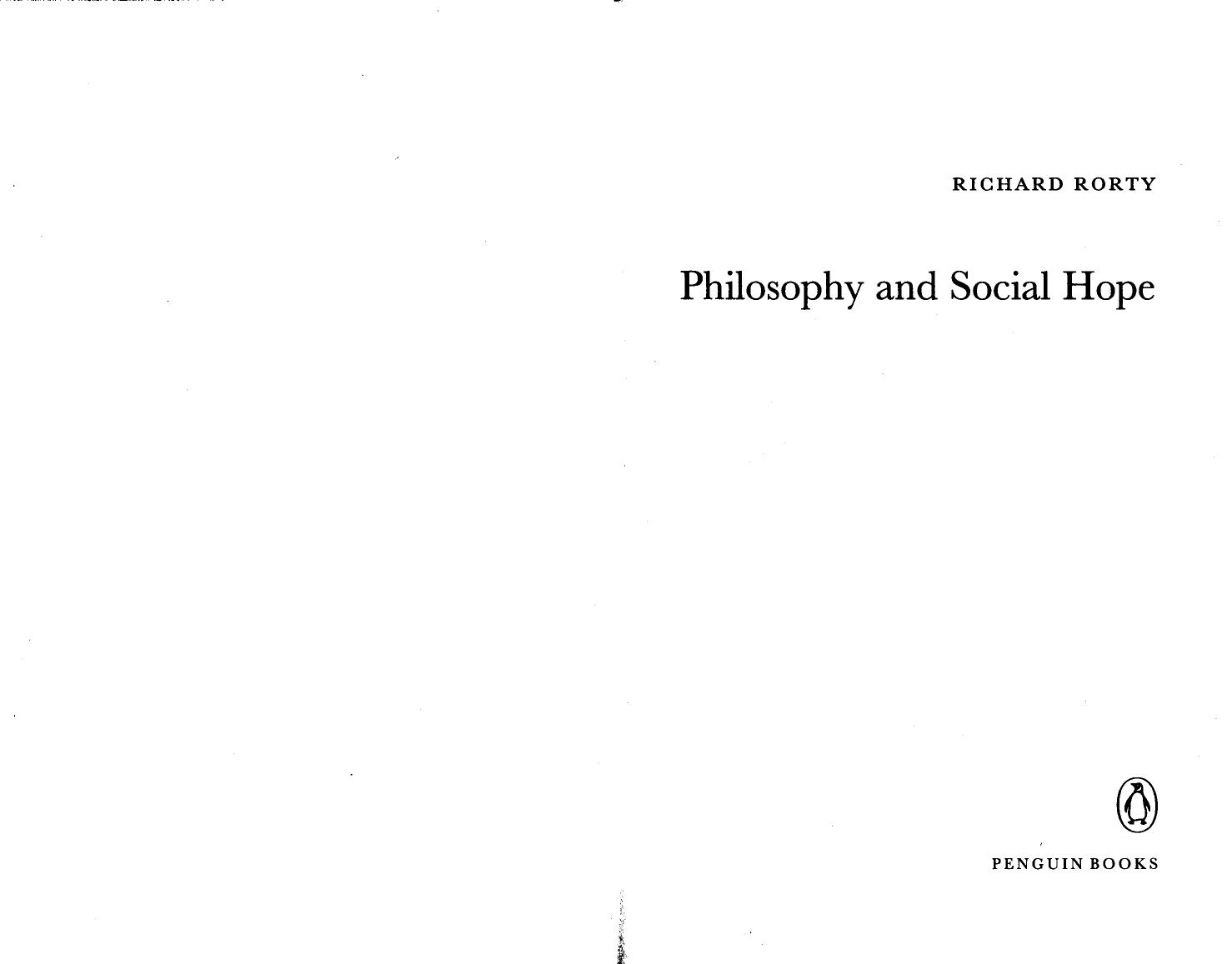 Philosophy and Social Hope