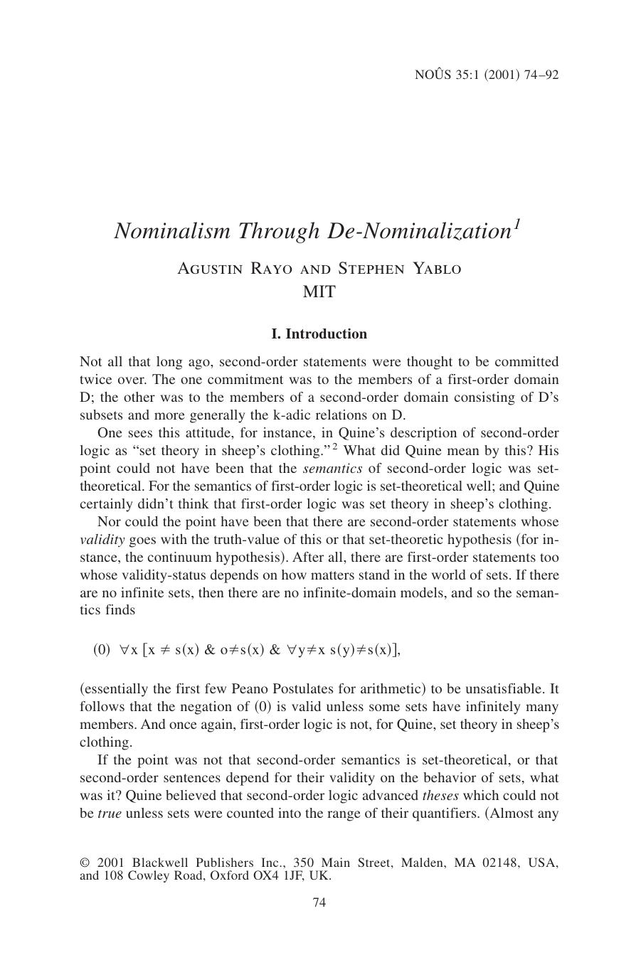 Nominalism Through De-Nominalization