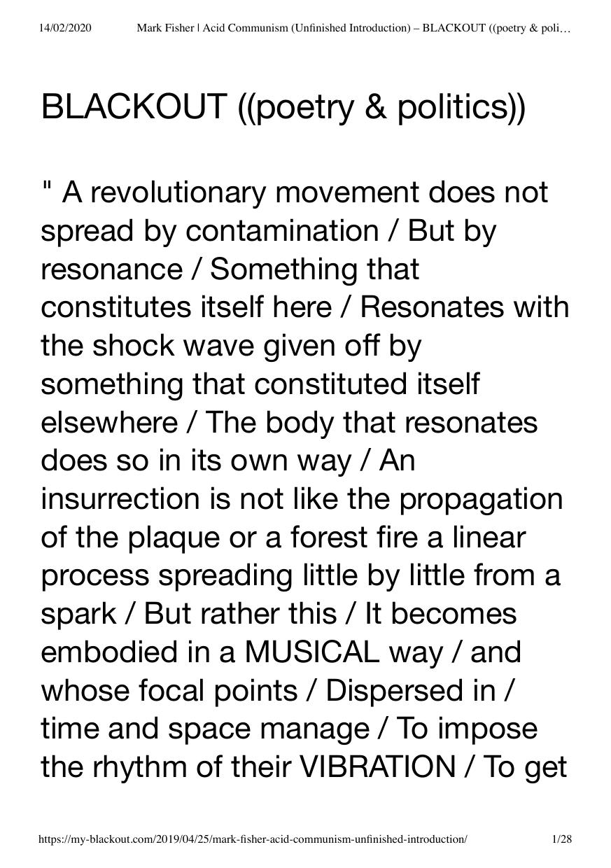 Acid Communism (Unfinished Introduction)