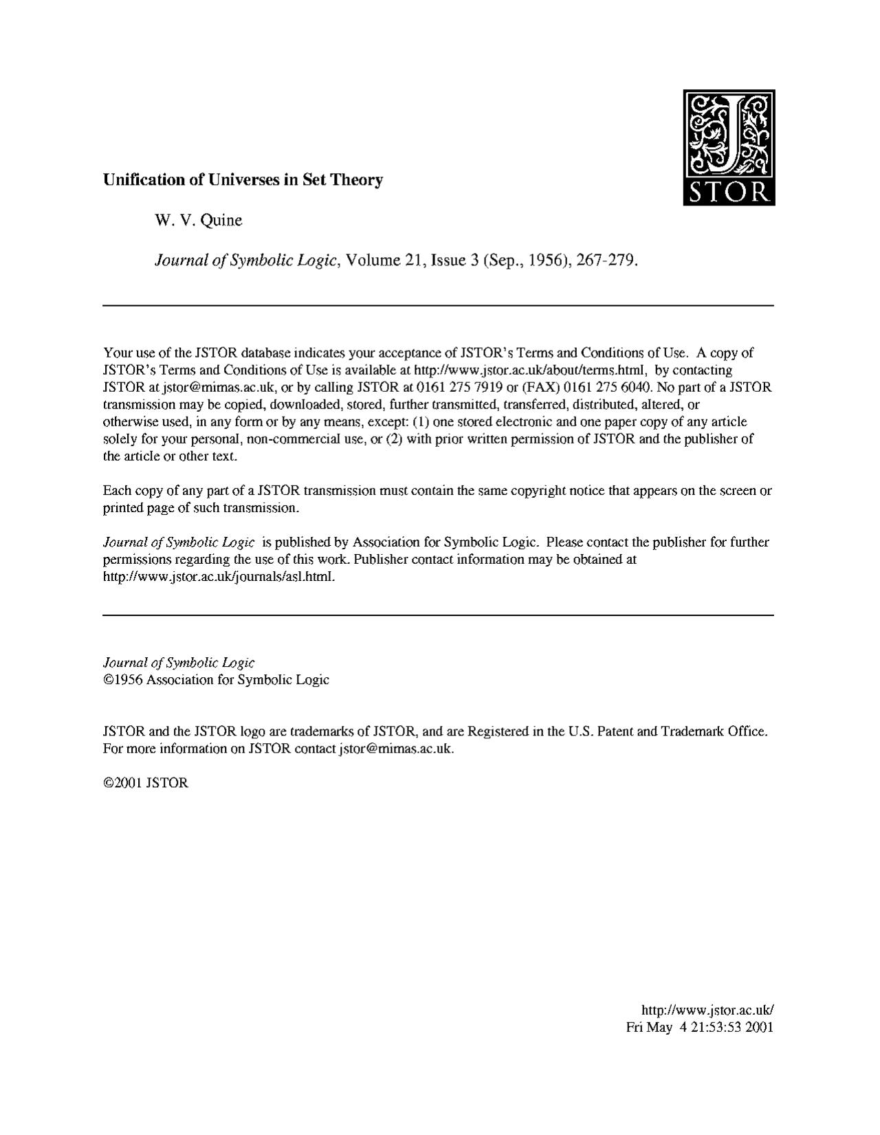 Unification of Universes in Set Theory