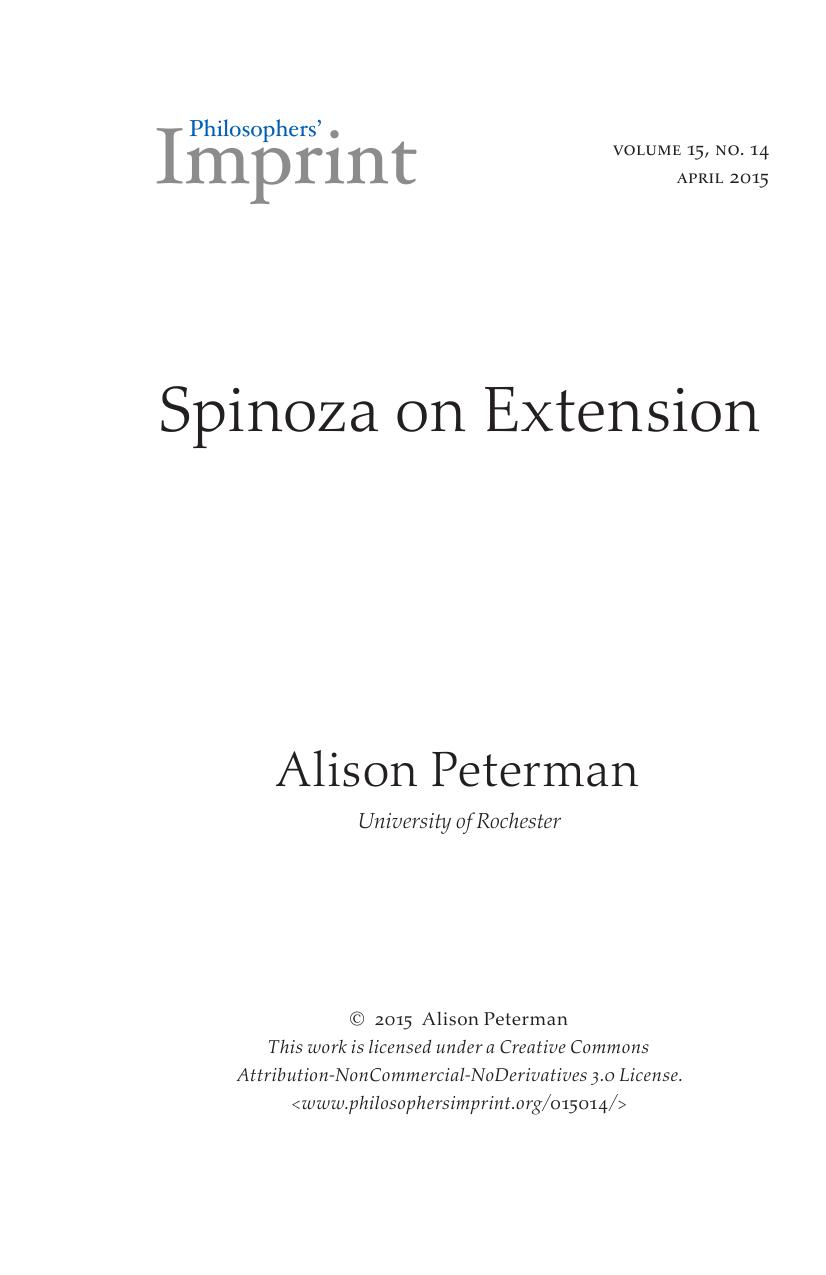 Spinoza on Extension