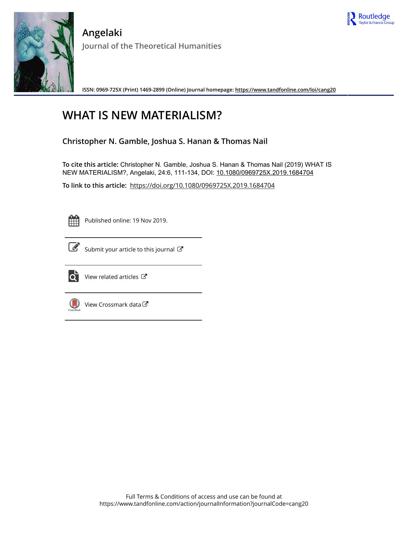 What is New Materialism?