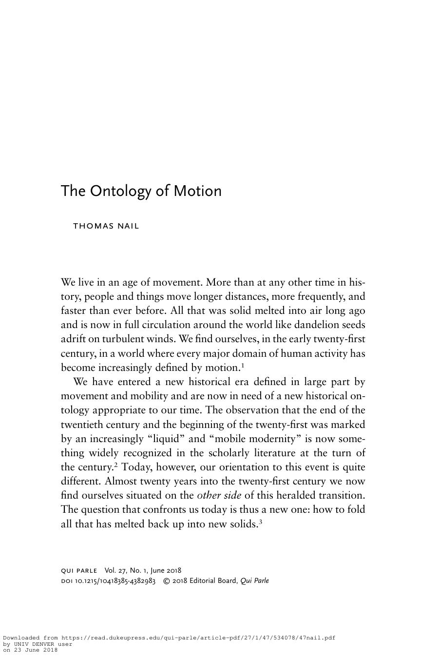 The Ontology of Motion