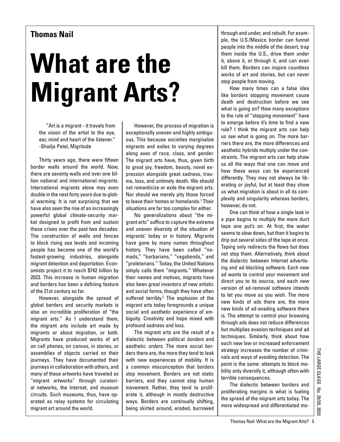 What are the Migrant Arts?
