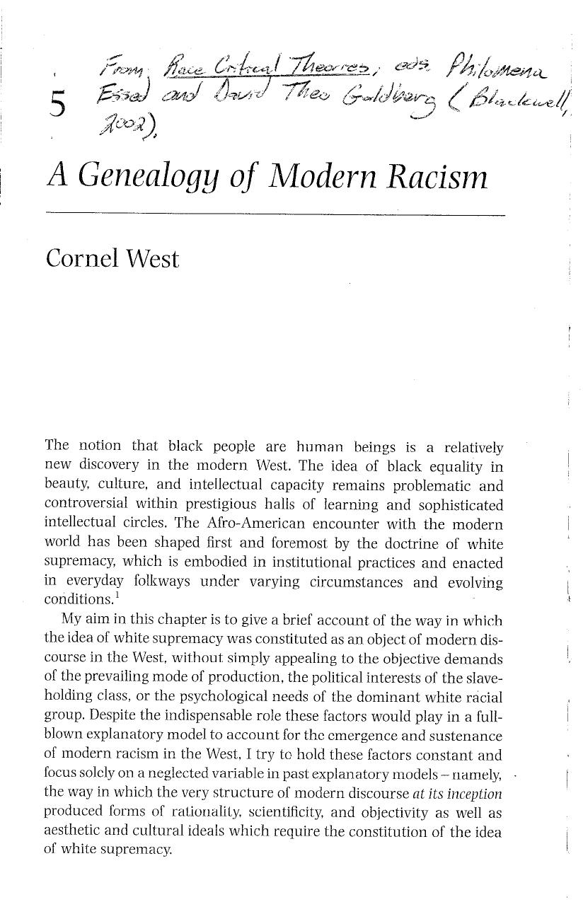 A Genealogy of Modern Racism