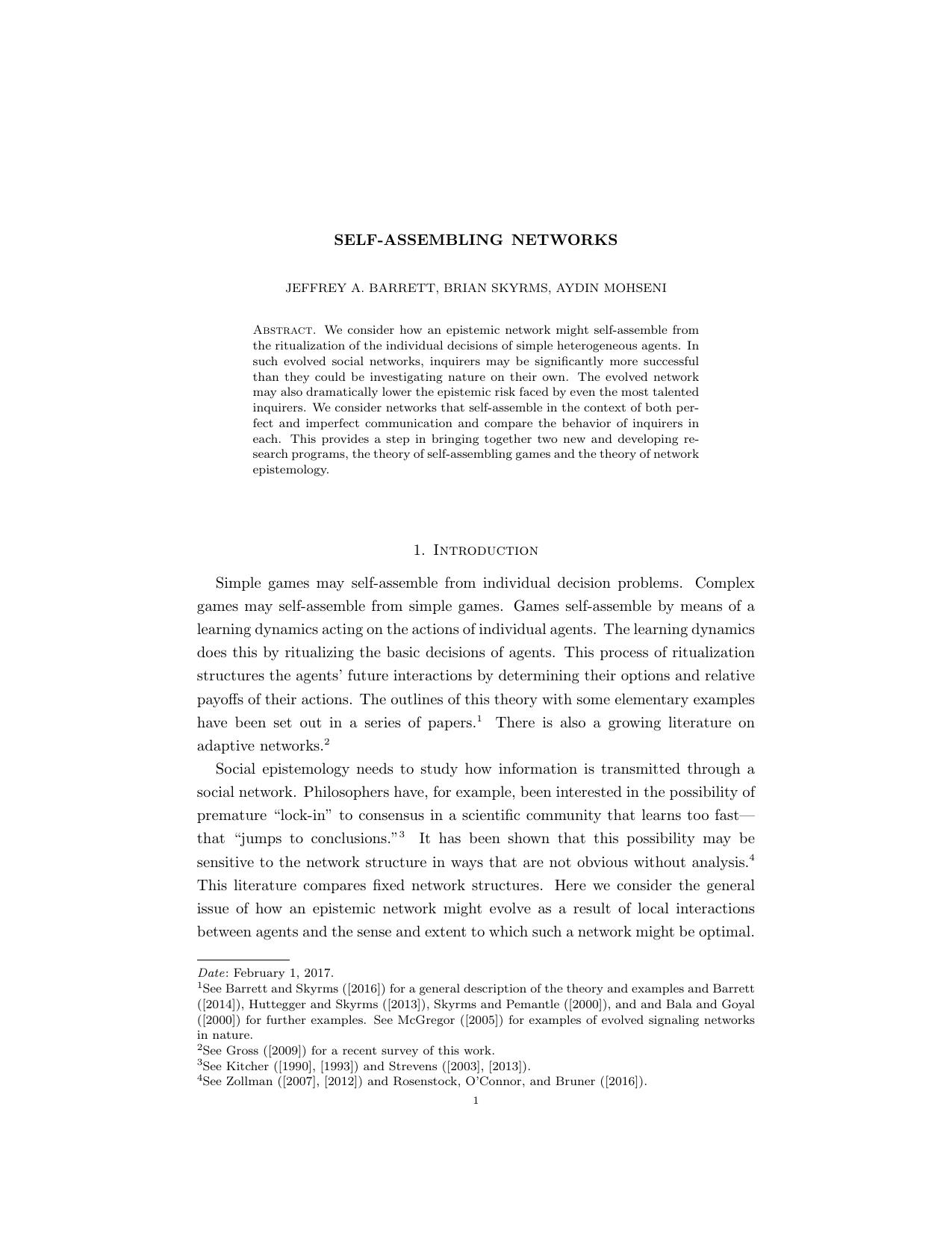 Self-Assembling Networks