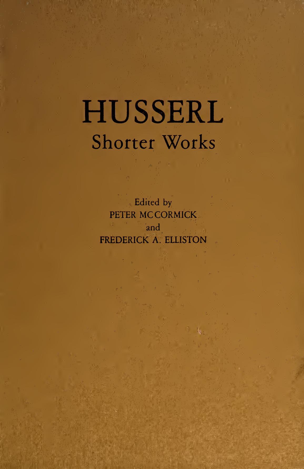 Husserl, shorter works
